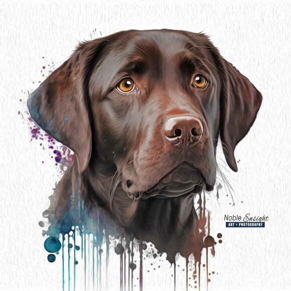 8x10 Labrador Retriever Dog Portrait Watercolor Oil‎ Painting Art Print - Picture 2 of 7